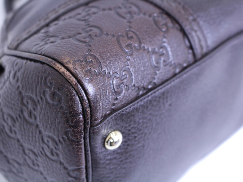 Gucci Bag Handbag Brown Leather Boston ssima - Picture 7 of 9